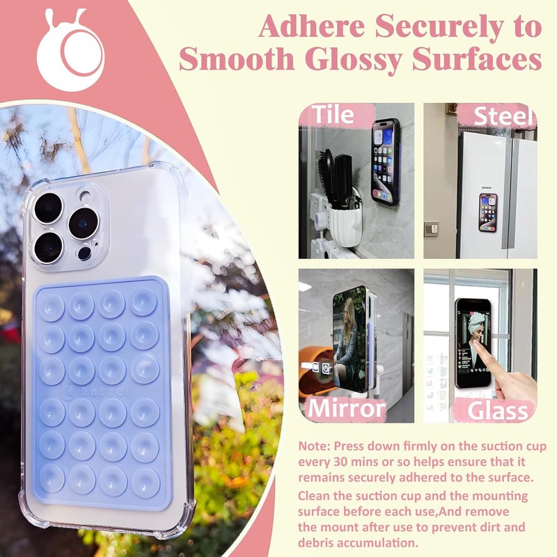 PKYAA Anteel Silicone Suction Phone Case Adhesive Mount, Upgraded Super Strong Grip, Durable, Easy to Use, Hands-Free Sticky Phone Holder for Selfies, Tiktok Videos, 2.56"x3.94" (Light Pink) - Image 3